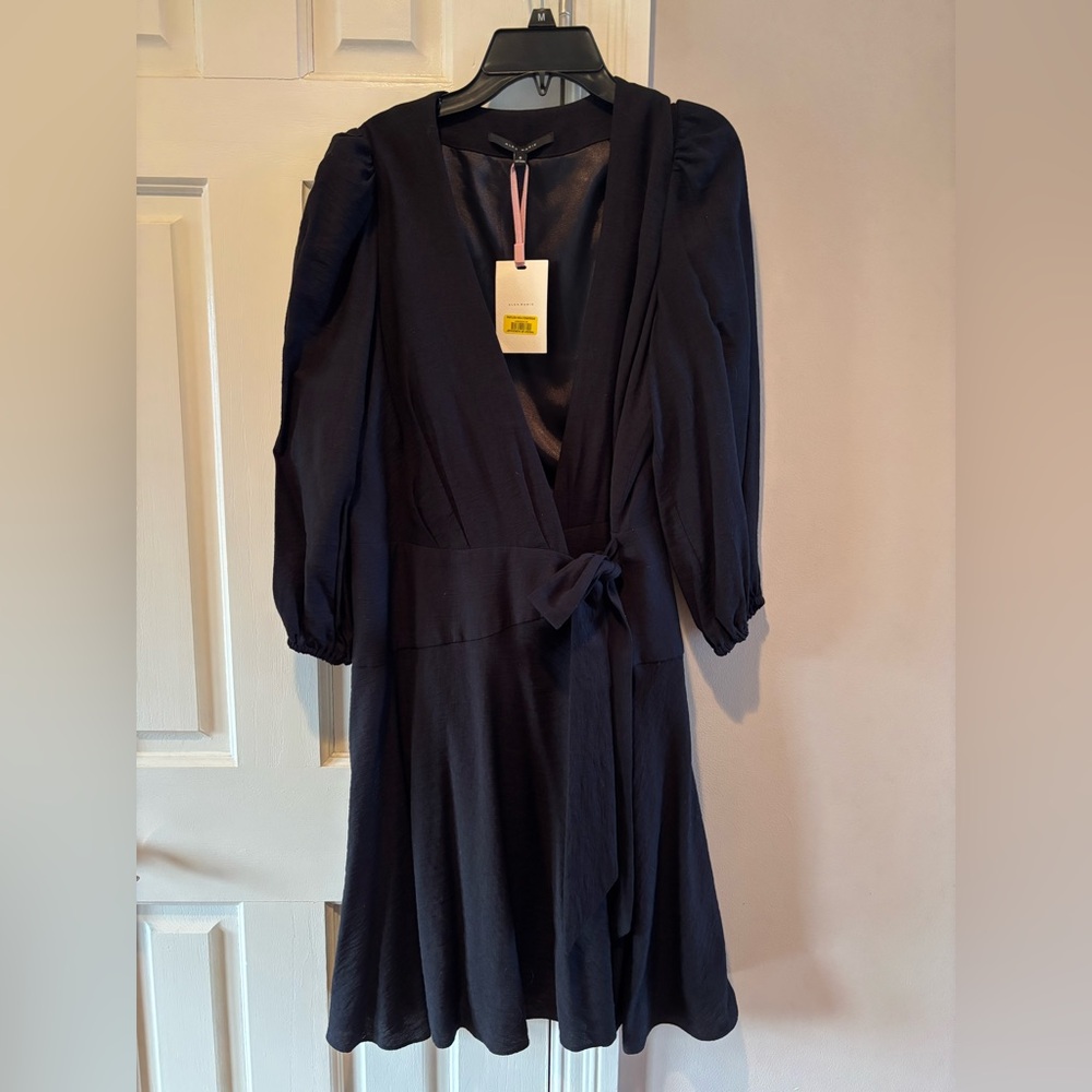 Alex Marie Elegant Black Wrap Dress